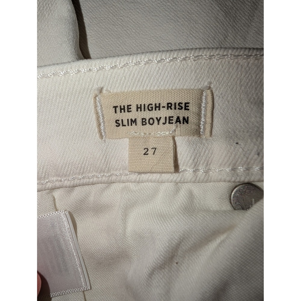 Madewell The High-Rise Slim Boyjean White Stretch Denim Jeans Women's Size 27 - Picture 3 of 5